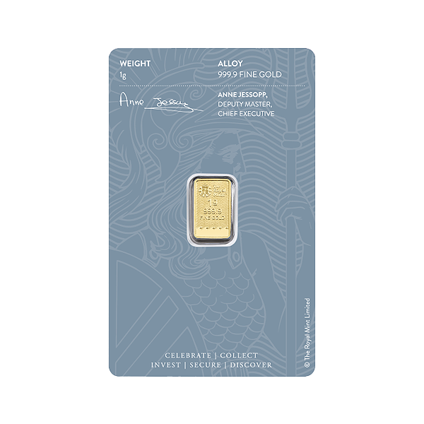 Back 1 Gram Gold Bar – Britannia (with Assay)