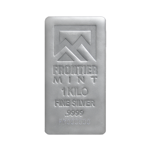 Front 1 Kilo Silver Bar – Frontier Mint (Frosted Finish)