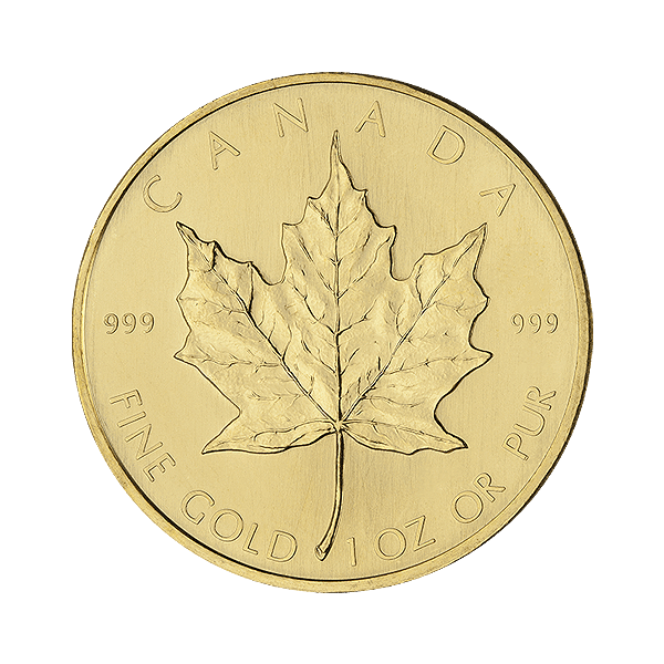Front 1 oz Canadian Gold Maple Leaf Coin .999 Fine (1979-1982 Dates)