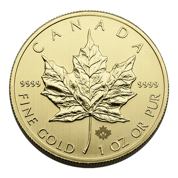 Front 1 oz Canadian Gold Maple Leaf Coin .9999 Fine (Random Year)