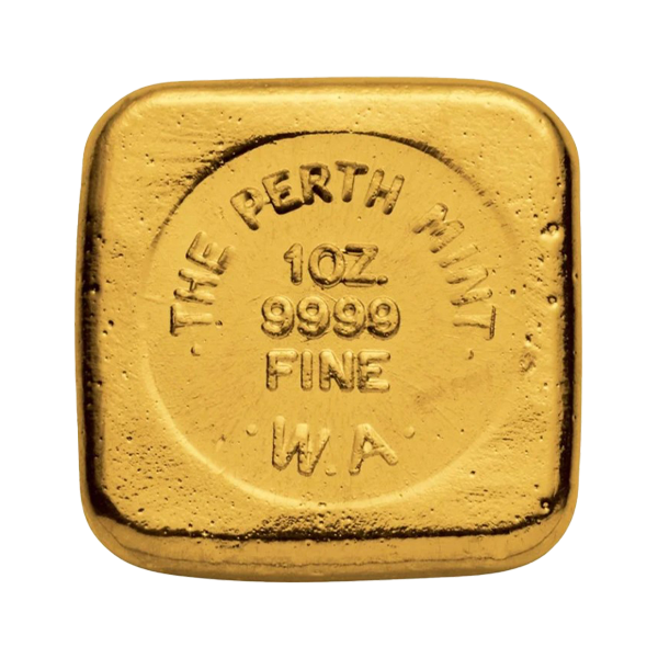 Back 1 oz Gold Bar - Perth Mint (Cast)