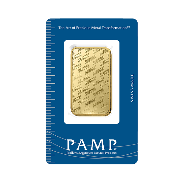 Front 1 oz Gold Bar – PAMP Suisse (with Assay)