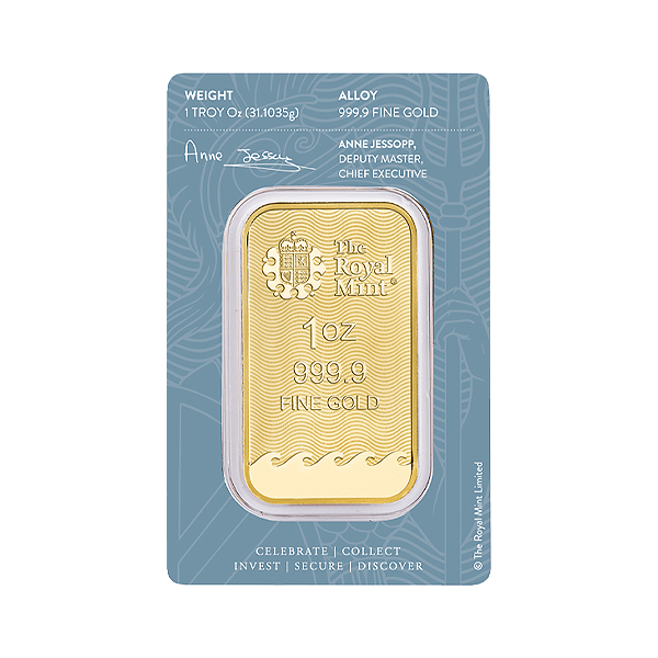 Back 1 oz Gold Bar – Britannia (with Assay)