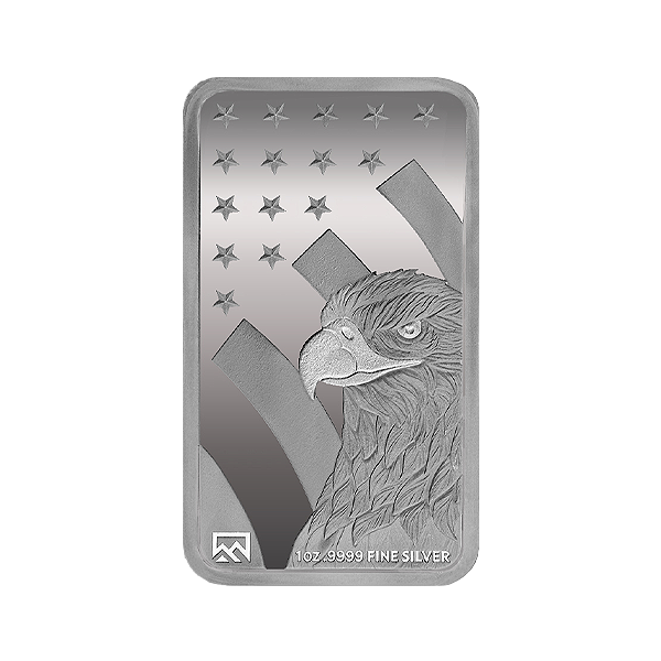 Front 1 oz Silver Bar - American Flag Design