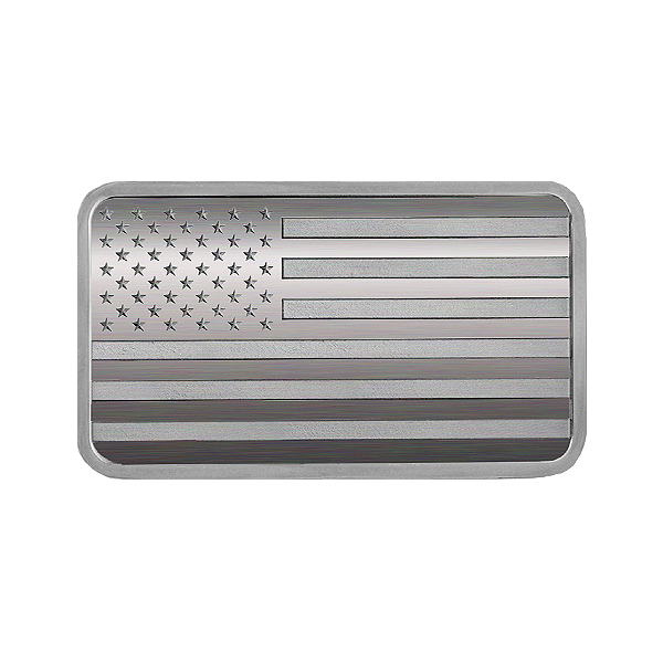 Back 1 oz Silver Bar - American Flag Design