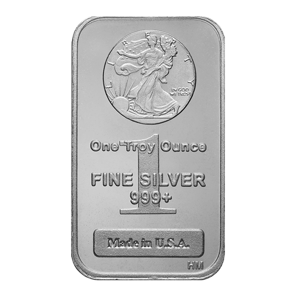 Front 1 oz Silver Bar - Highland Mint (Walking Liberty Design)