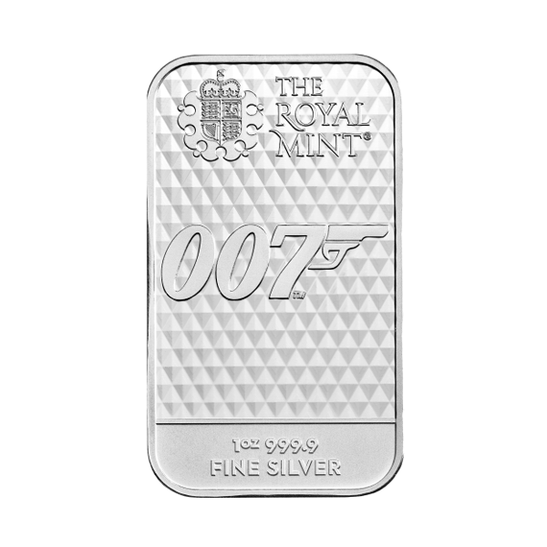 Front 1 oz Silver Bar – James Bond Diamonds Are Forever