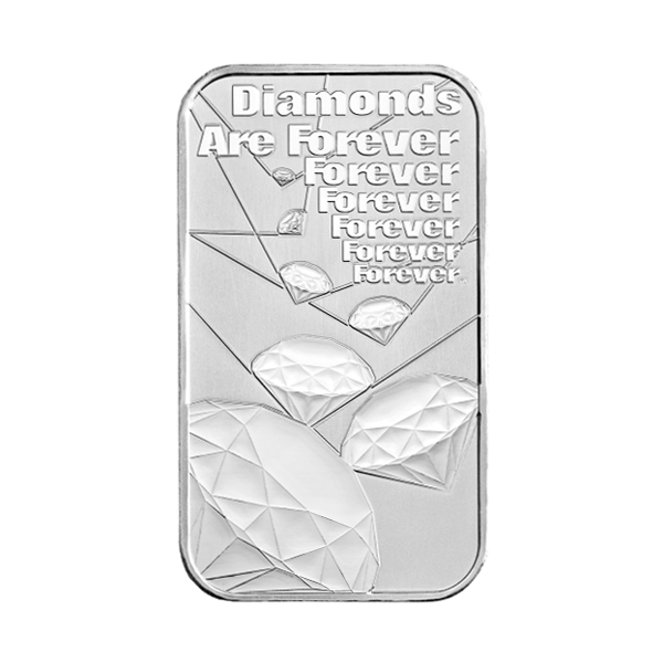 Back 1 oz Silver Bar – James Bond Diamonds Are Forever