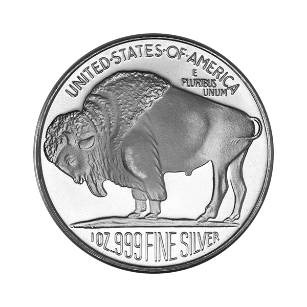 Back 1 oz Silver Round (Buffalo Design)
