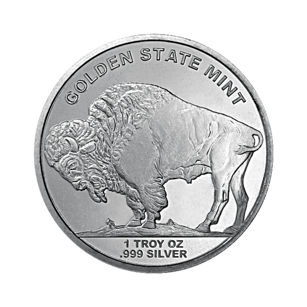 Back 1 oz Silver Round – Golden State Mint (Buffalo Design)