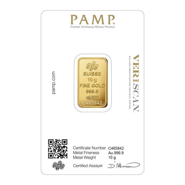 Back 10 Gram Gold Bar – PAMP Fortuna (with Assay)