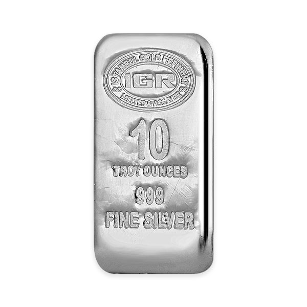 Front 10 oz Silver Bar – Istanbul Gold Refinery (IGR)