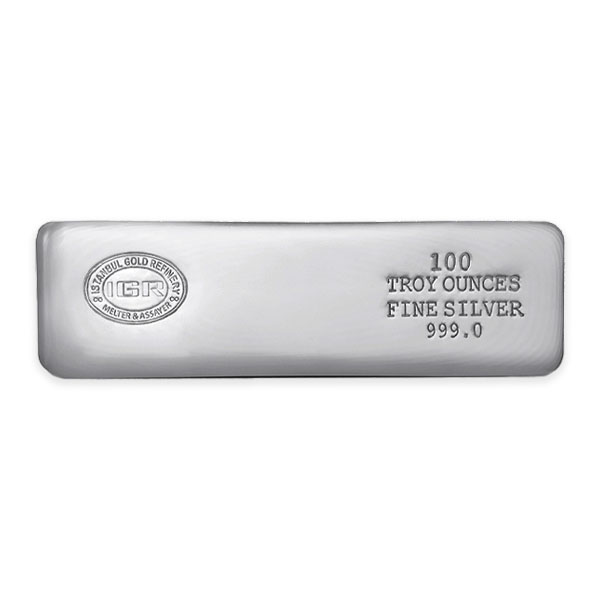Front 100 oz Silver Bar – Istanbul Gold Refinery (IGR)