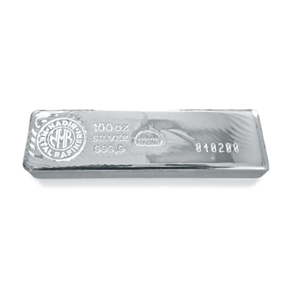 Front 100 oz Silver Bar – Nadir Refinery