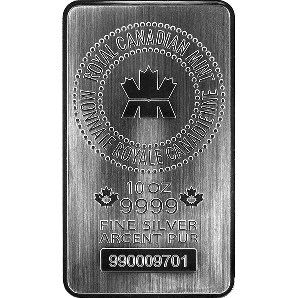 Front Product Image for 10 oz Silver Bar - Royal Canadian Mint