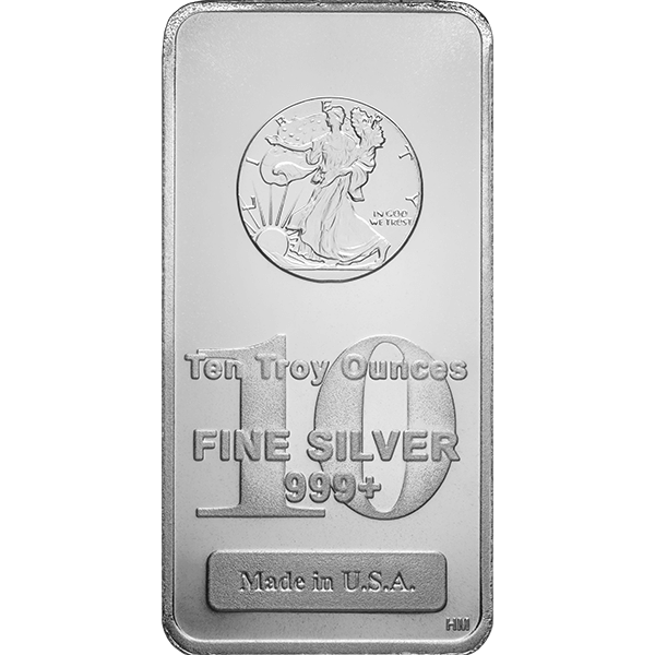 Front 10 oz Silver Bar - Highland Mint (Walking Liberty Design)