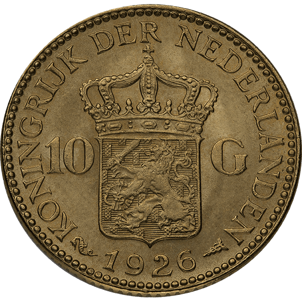 Back Dutch 10 Guilder Gold Coin