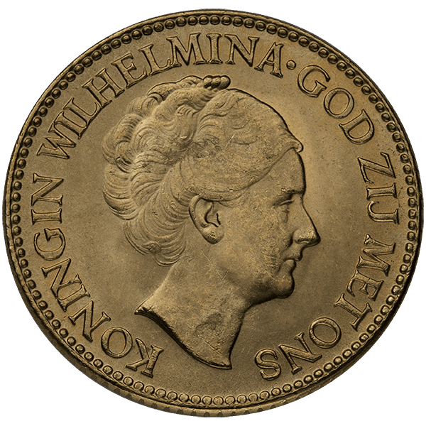 Front Dutch 10 Guilder Gold Coin
