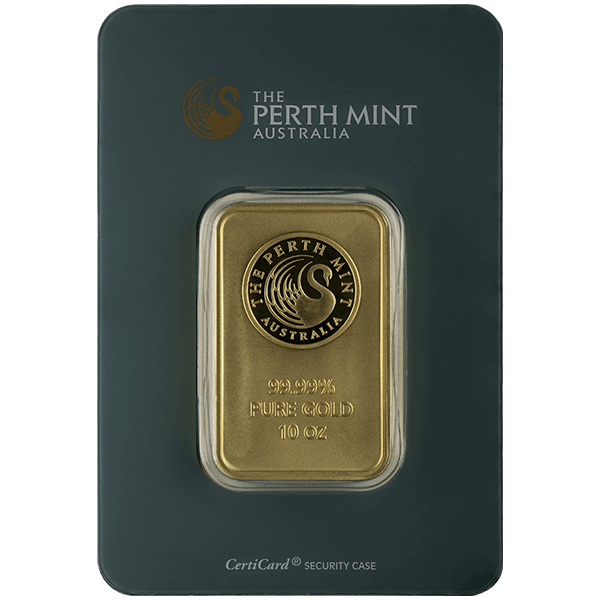 Front 10 oz Gold Bar - Perth Mint (with Assay)