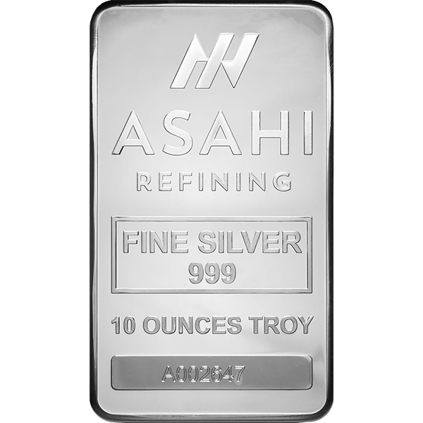 Front 10 oz Silver Bar – Asahi Refining 