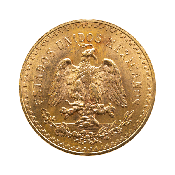 Back 1945 50 Pesos Mexican Gold Coin BU