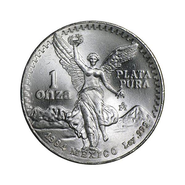 Front 1984 1 oz Mexican Silver Libertad Coin BU