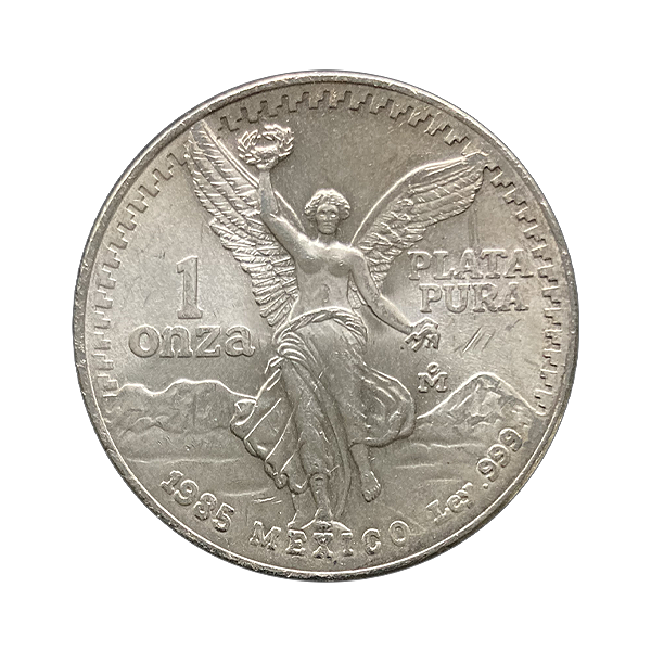 Front 1985 1 oz Mexican Silver Libertad Coin BU