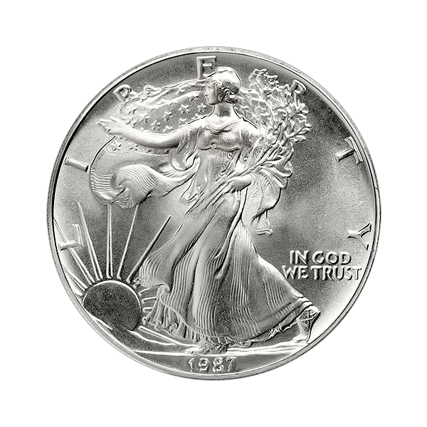 Front 1987 1 oz American Silver Eagle Coin BU