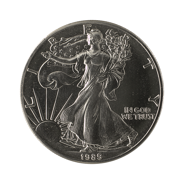 Front 1989 1 oz American Silver Eagle Coin BU