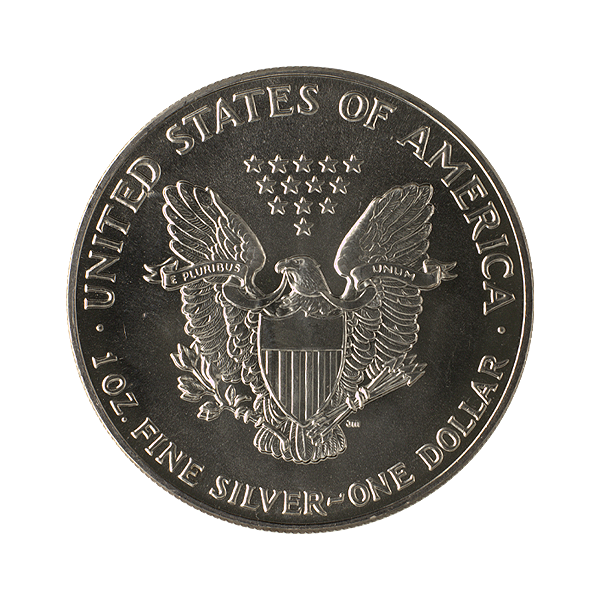 Back 1990 1 oz American Silver Eagle Coin BU