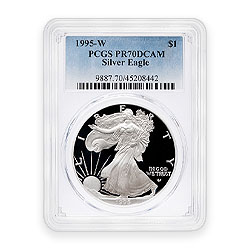 Product Image for 1995-W 1 oz Proof American Silver Eagle Coin (PCGS PR70)