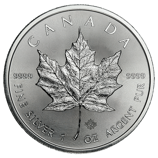 Front 1 oz Canadian Silver Maple Leaf Coin (Random Year)