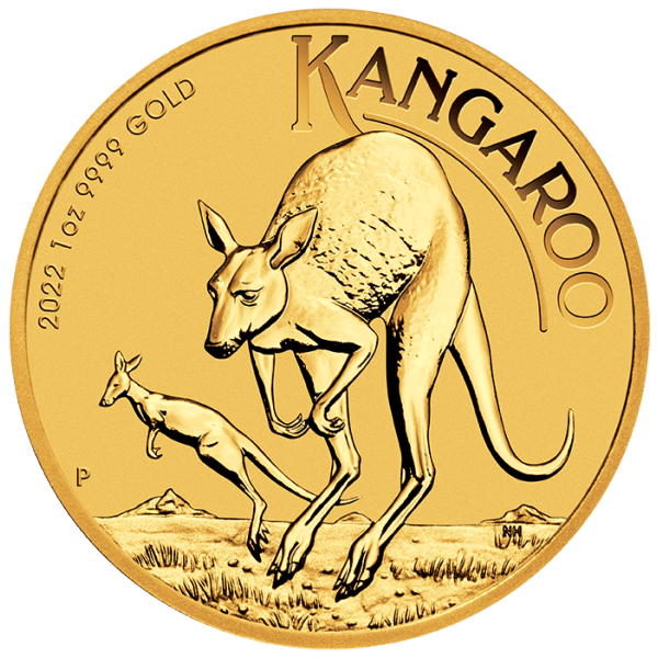 Front 2022 1 oz Australian Gold Kangaroo Coin BU 