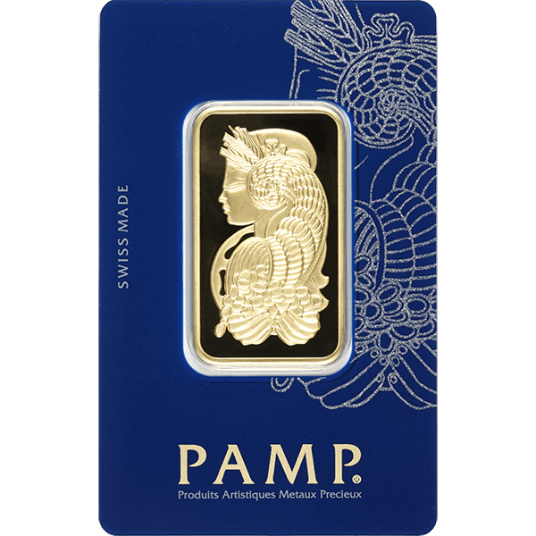 Front Product Image for 1 oz Gold Bar - PAMP Fortuna (with Assay)