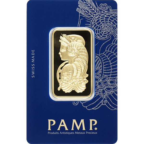 Front 1 oz Gold Bar - PAMP Fortuna (with Assay)