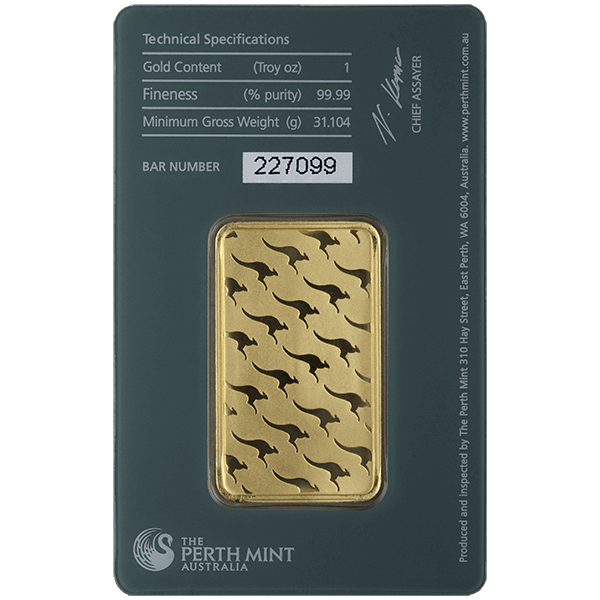 Back 1 oz Gold Bar - Perth Mint (with Assay)