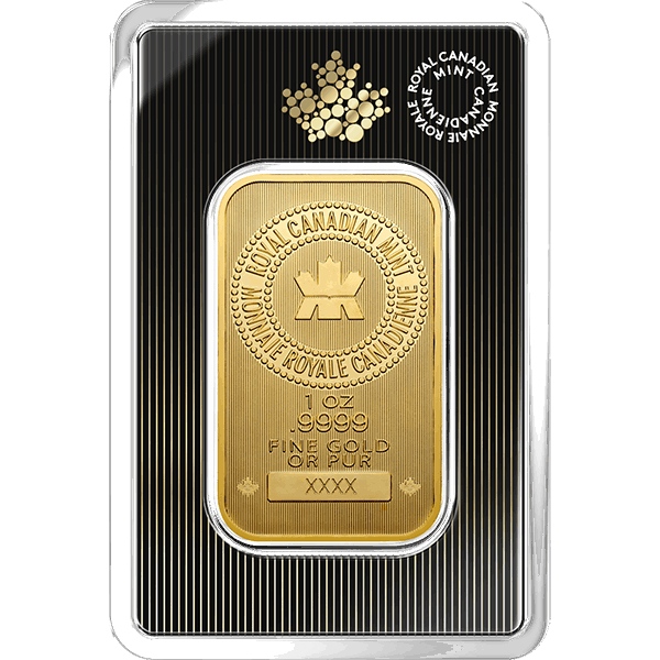 Front 1 oz Gold Bar - Royal Canadian Mint (with Assay)