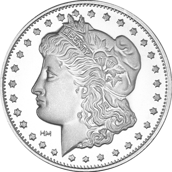 Front 1 oz Silver Round Highland Mint (Morgan Design)
