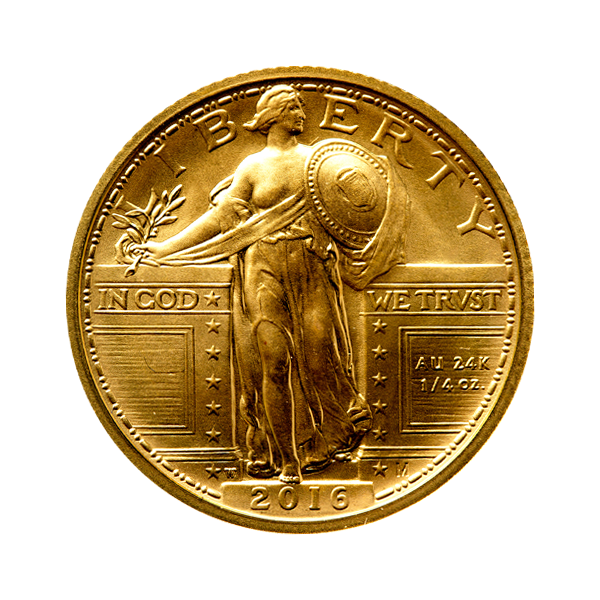 Front 2016-W ¼ oz Standing Liberty Centennial Gold Coin