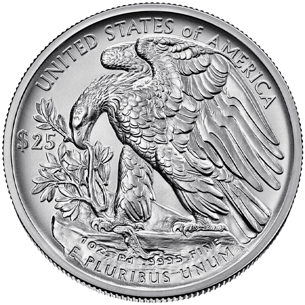 Back 2021 1 oz American Palladium Eagle Coin BU