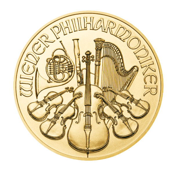 Front 2021 1 oz Austrian Gold Philharmonic Coin BU 