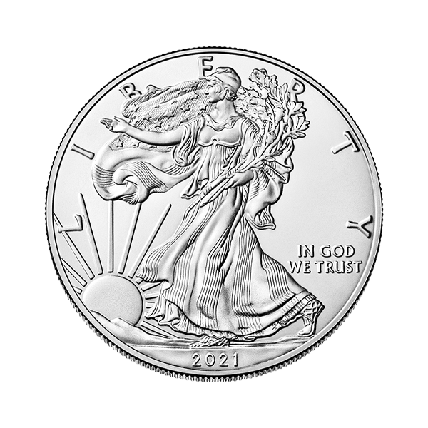 Front 2021 American Silver Eagle Coin BU (Type 1)