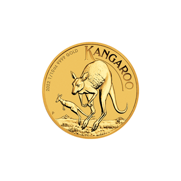 Front 2022 1/10 oz Australian Gold Kangaroo Coin BU