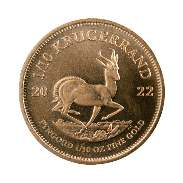 Front 2022 1/10 oz South African Gold Krugerrand Coin BU