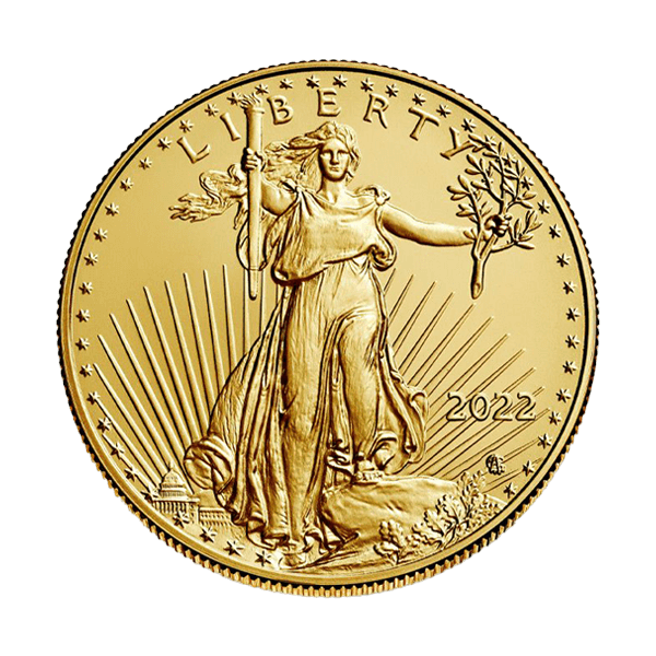 Front 2022 ½ oz American Gold Eagle Coin BU