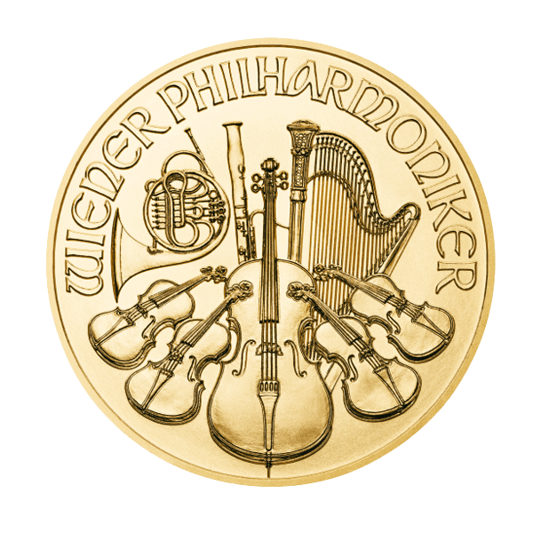 Front 2022 1/2 oz Austrian Gold Philharmonic Coin BU