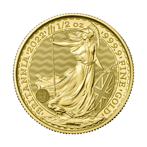 Front 2022 1/2 oz Great Britain Gold Britannia Coin BU