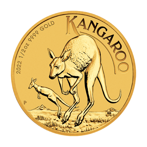Front 2022 1/2 oz Australian Gold Kangaroo Coin BU 