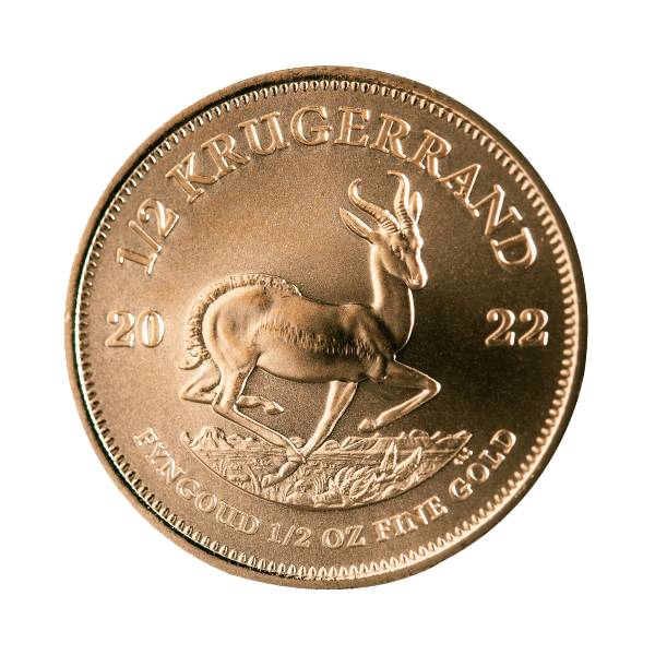 Front 2022 1/2 oz South African Gold Krugerrand Coin BU