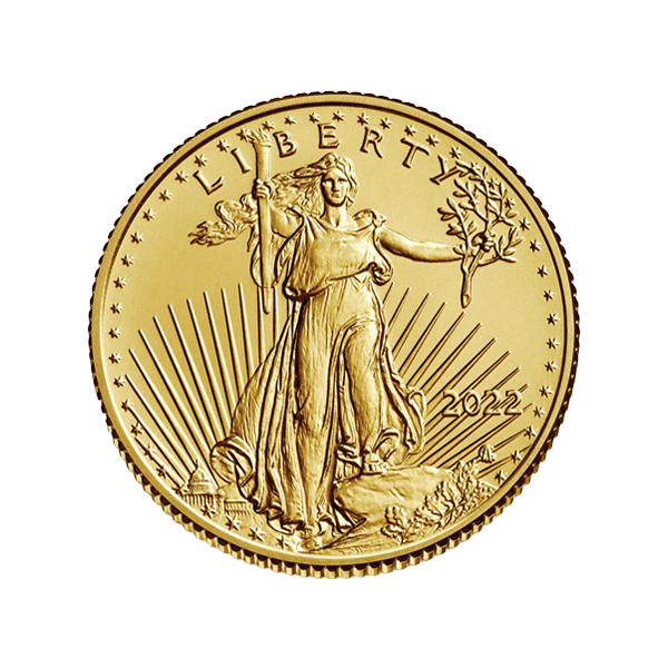 Front 2022 1/4 oz American Gold Eagle Coin BU
